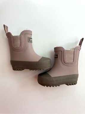 Pehr Baby Pink Beige Pathfinder Faux Fur Winter Rain Boots Toddler 4